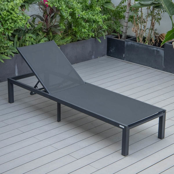 Leisure Mod Marlin Aluminum Outdoor Chaise Lounge Chair With Sling Fabric Seat