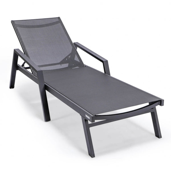 leisure mod Marlin Aluminum Outdoor Chaise Lounge Chair with Sling Fabric Seat