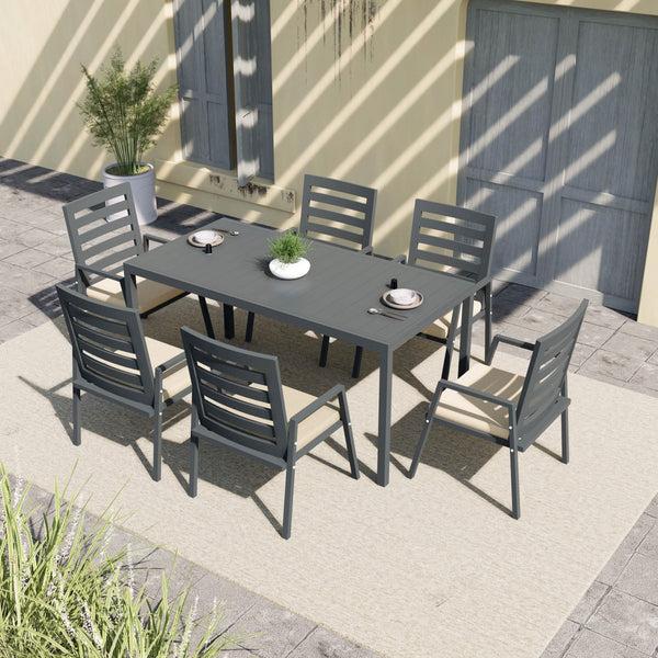 Leisure Mod Marlin Extenable Outdoor Dining Table 78-118 In Black Aluminum