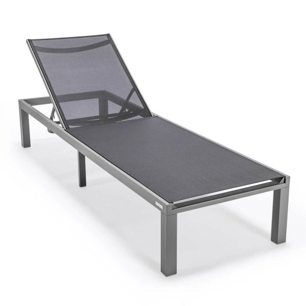 Leisure Mod Marlin Patio Chaise Lounge Chair With Grey Aluminum Frame Set Of 2
