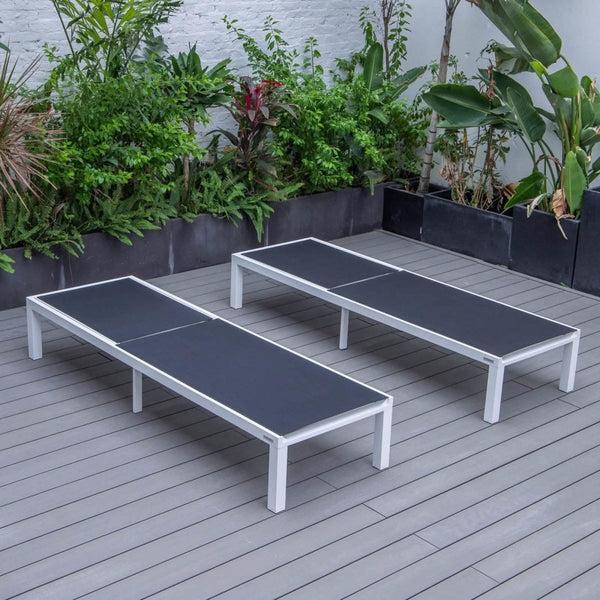 Leisure Mod Marlin Patio Chaise Lounge Chair With White Aluminum Frame Set Of 2