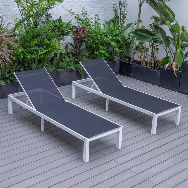 leisure mod Marlin Patio Chaise Lounge Chair with White Aluminum Frame Set of 2