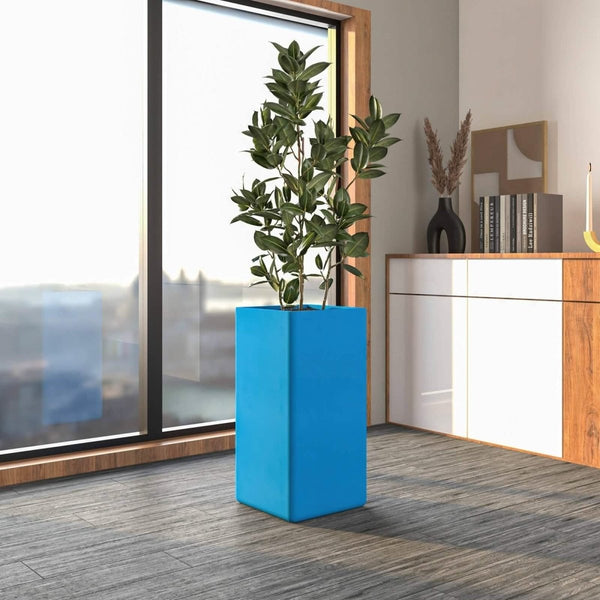 Leisure Mod Marquee Fiberstone And MGO Clay Square Planter Pot For Indoor And Outdoor