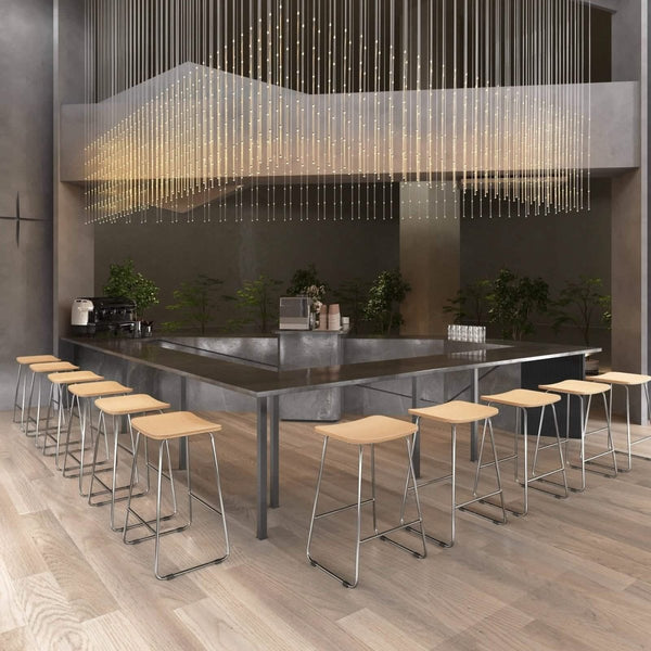 Leisure Mod Melrose Modern Wood Counter Stool With Chrome Frame