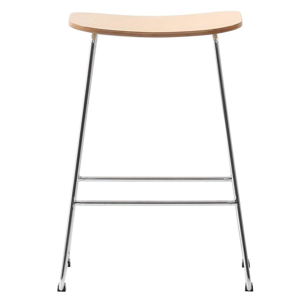 Leisure Mod Melrose Modern Wood Counter Stool With Chrome Frame