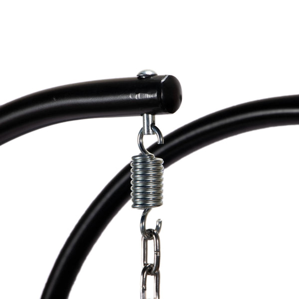 Leisure Mod Mendoza 2-Person Wicker Hanging Egg Swing Chair With Removable Cushions And Iron Base