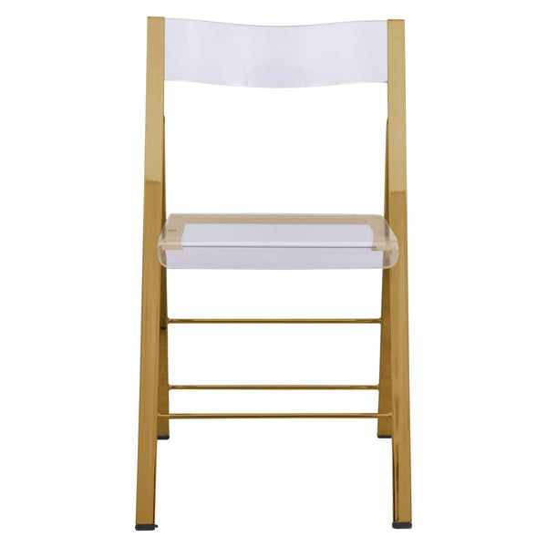 Leisure Mod Menno Folding Dining Chair In Gold/Silver/Black Stainless Steel Frame And Base