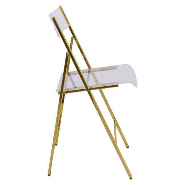 Leisure Mod Menno Folding Dining Chair In Gold/Silver/Black Stainless Steel Frame And Base