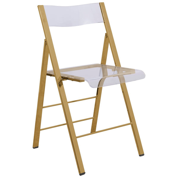 leisure mod Menno Folding Dining Chair in Gold/Silver/Black Stainless Steel Frame and Base