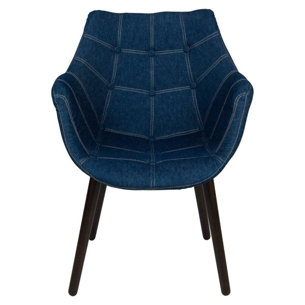Leisure Mod Milburn Modern Tufted Denim Lounge Accent Armchair