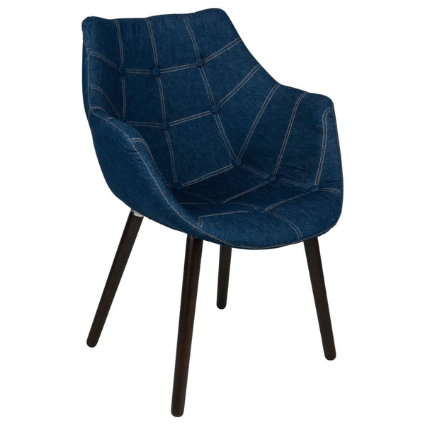 leisure mod Milburn Modern Tufted Denim Lounge Accent Armchair