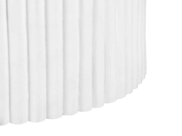 Leisure Mod Milena 42" Round White Fiberstone Coffee Table With Fluted Base – Indoor/Outdoor