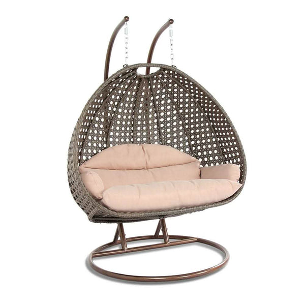 leisure mod Modern Wicker Hanging Double Seater Egg Swing Chair