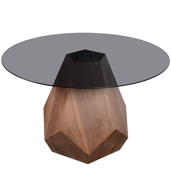leisure mod Nebo Modern Dining Table in Walnut Base with Glass/Sintered Stone Table Top