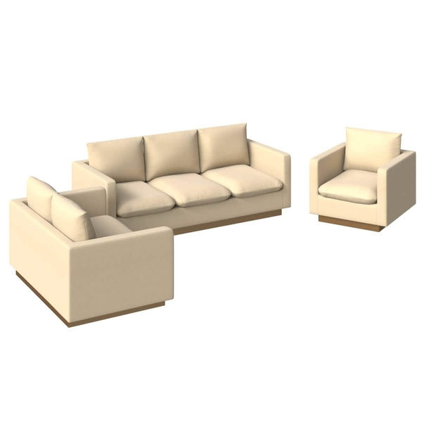 leisure mod Nervo Velvet/Leather 3-Piece Living Room Sofa Set With Gold Frame and Removable Cushions leisure mod Nervo Velvet/Leather 3-Piece Living Room Sofa Set With Gold Frame and Removable Cushions