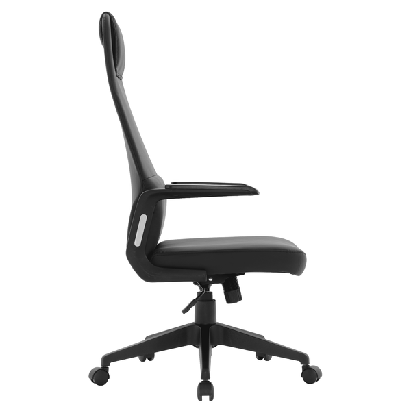 Leisure Mod Nexa High-Back Conference Office Chair In Leather/Polyester Adjustable Height Swivel And Tilt