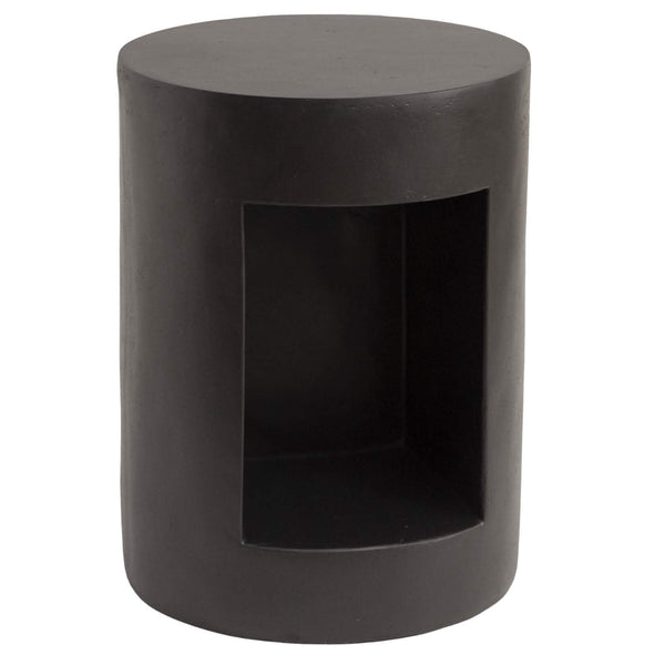 leisure mod Nook 14" Wide Round Fiberstone Side Table With Open Storage Compartment