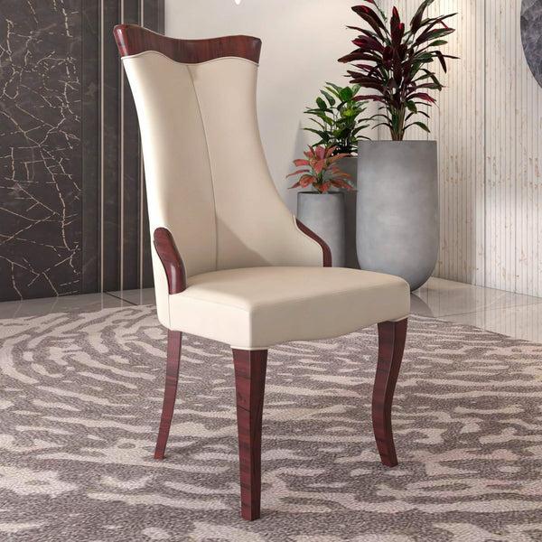 Leisure Mod Novara Series Modern Dining Side Chair Upholstered In Leather/Velvet With Rubberwood Legs