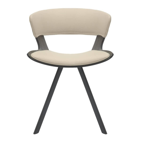 Leisure Mod Nymia Modern Upholstered Dining Chair With Saddle Seat Design And Iron Legs