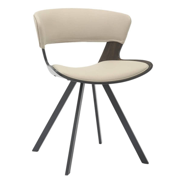leisure mod Nymia Modern Upholstered Dining Chair With Saddle Seat Design and Iron Legs