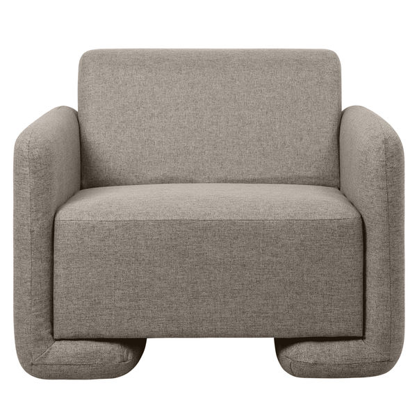 Leisure Mod Nyta Accent Chair Upholstered In Linen/Boucle With Pine Wood Frame