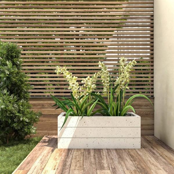 Leisure Mod Oasis Rectangular Fiberstone And Clay Planter For Indoor And Outdoor With Drainage Holes