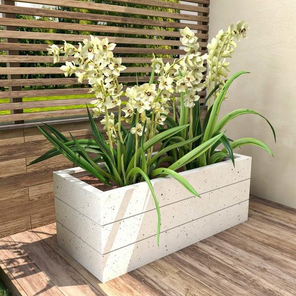 Leisure Mod Oasis Rectangular Fiberstone And Clay Planter For Indoor And Outdoor With Drainage Holes