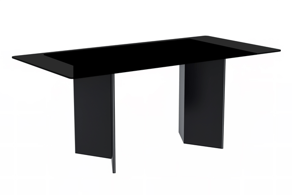 leisure mod Olyra Dining Table with Rectangular Glass/Sintered Stone Tabletop and Stainless Steel Base
