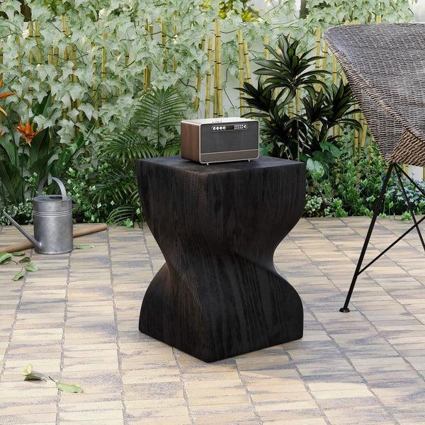 Leisure Mod Onyx Square Side Table In Fiberstone Assembled Accent End Table
