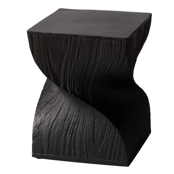 Leisure Mod Onyx Square Side Table In Fiberstone Assembled Accent End Table