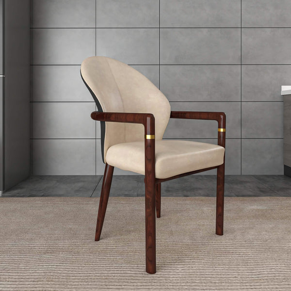 Leisure Mod Opaline Dining Chair In Velvet Or Leather Upholstery With Rubberwood Frame With Gold Accents