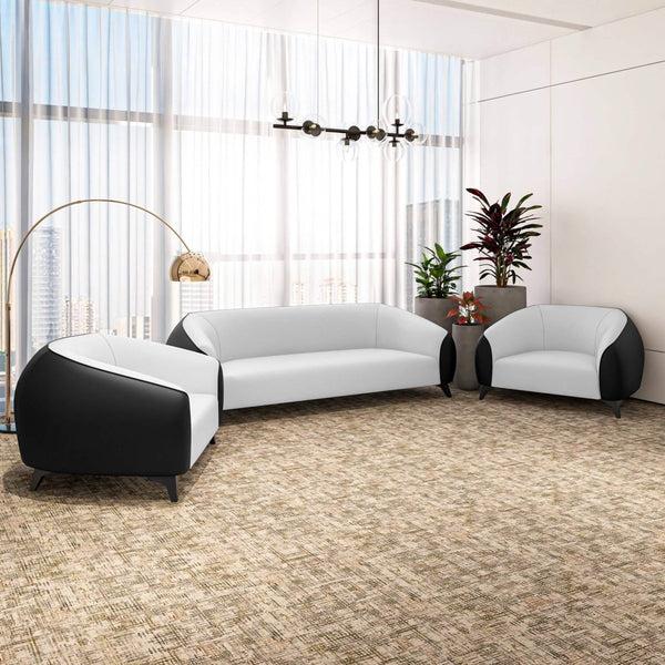 Leisure Mod Opula 3-Piece Leather Sofa Set With Solid Wood Frame And Stainless Steel Legs