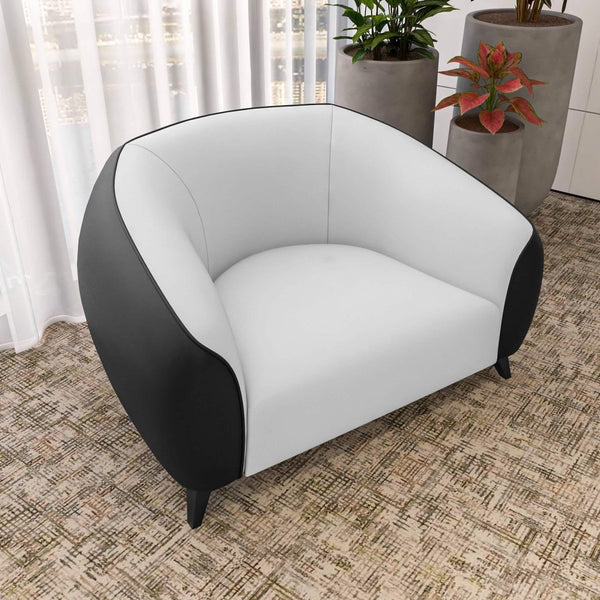Leisure Mod Opula Single-Seater Leather Sofa Accent Armchair With Stainless Steel Legs