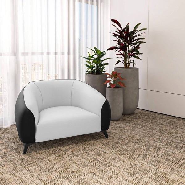 Leisure Mod Opula Single-Seater Leather Sofa Accent Armchair With Stainless Steel Legs