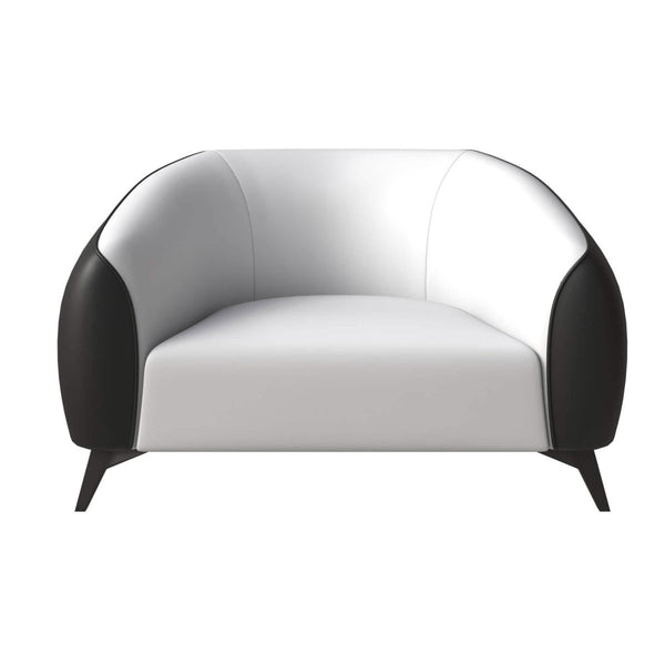Leisure Mod Opula Single-Seater Leather Sofa Accent Armchair With Stainless Steel Legs