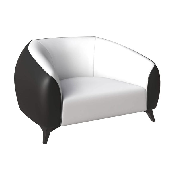 leisure mod Opula Single-Seater Leather Sofa Accent Armchair with Stainless Steel Legs