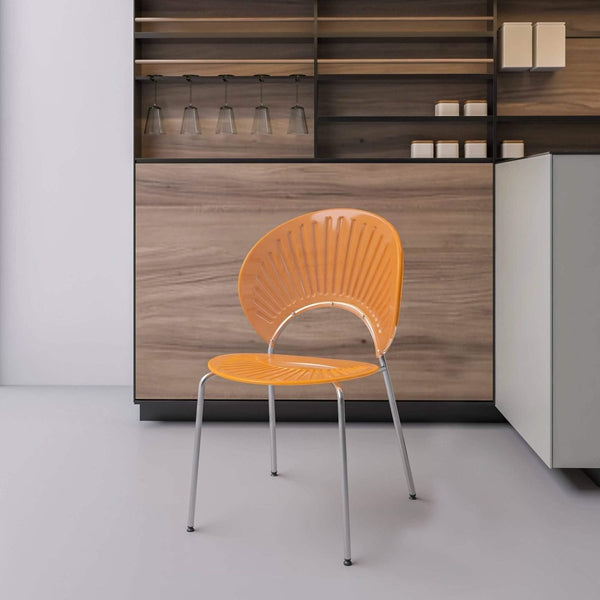 Leisure Mod Opulent Modern Plastic Dining Chair In Chrome Metal Legs