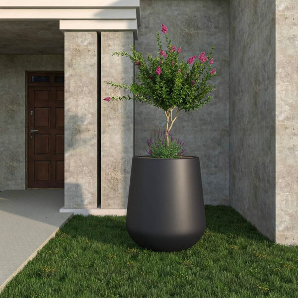 Leisure Mod Orchid Modern Tapered Round Planter Pot In Fiberstone And Clay Weather Resistant Design