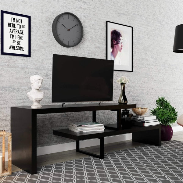 Leisure Mod Orford TV Stand With MDF Shelves And Iron Legs