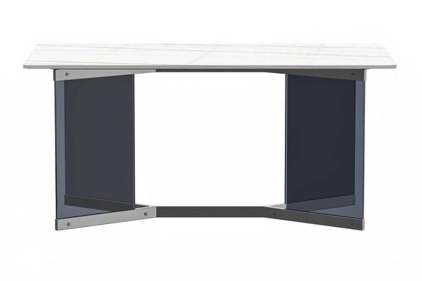 Leisure Mod Oryn Modern Rectangular Dining Table With Glass/Sintered Stone Tabletop