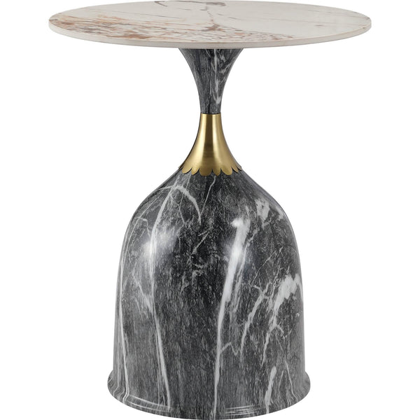 Leisure Mod Oslo Side Table Round Sintered Stone With Stainless Steel Base