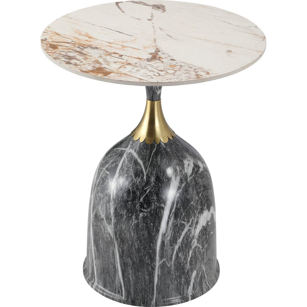leisure mod Oslo Side Table Round Sintered Stone with Stainless Steel Base