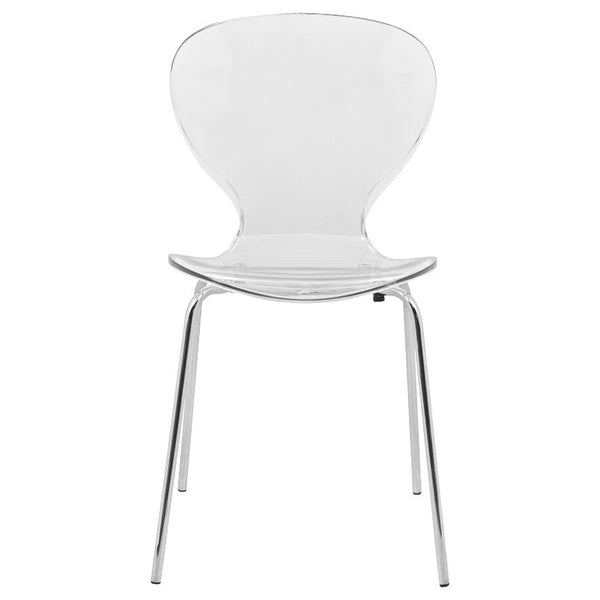 Leisure Mod Oyster Modern Stackable Dining Side Chair With Chrome/White/Black Stainless Steel Legs