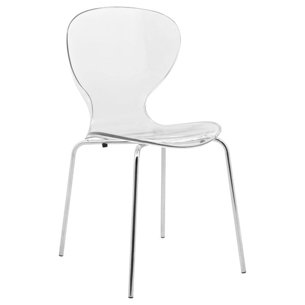 leisure mod Oyster Modern Stackable Dining Side Chair with Chrome/White/Black Stainless Steel Legs