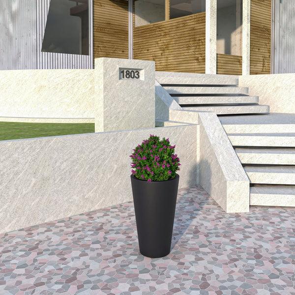 Leisure Mod Pebble Modern Fiberstone And MGO Clay Tapered Round Planter For Indoor And Outdoor