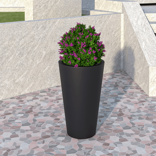 Leisure Mod Pebble Modern Fiberstone And MGO Clay Tapered Round Planter For Indoor And Outdoor