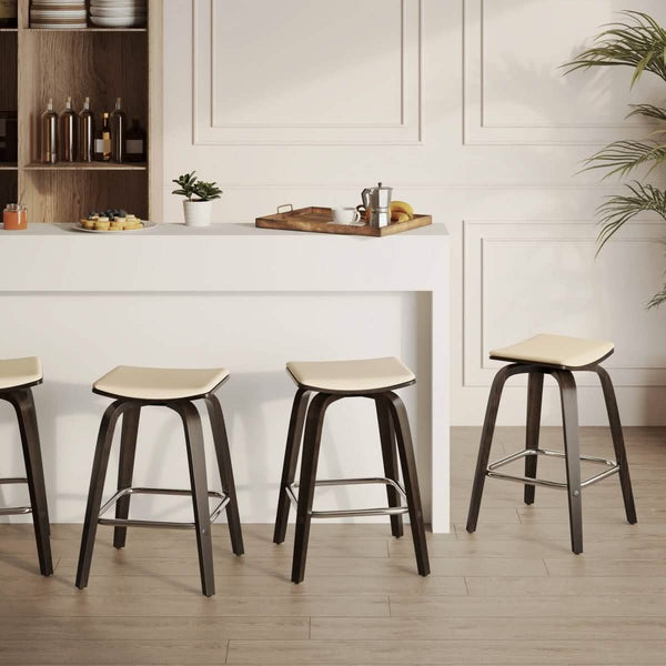 Leisure Mod Pelya Leather Counter Stool With Square Seat And Poplar Wood Base