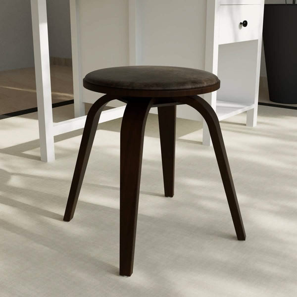 Leisure Mod Pelya Mordern Wooden Dining Stool With Walnut Color Frame
