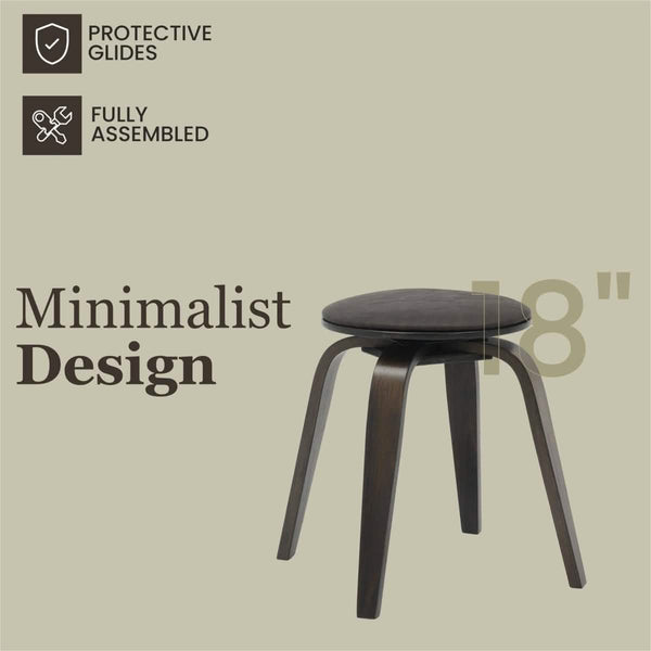 Leisure Mod Pelya Mordern Wooden Dining Stool With Walnut Color Frame