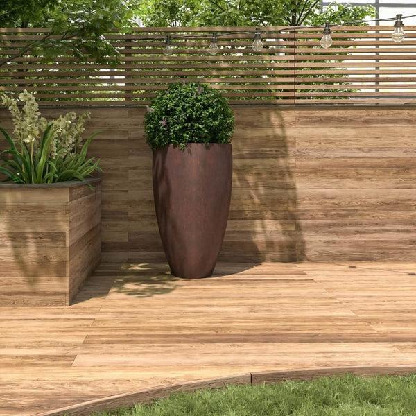 Leisure Mod Petal Tapered Round Planter In Fiberstone And Clay For Indoor And Outdoor